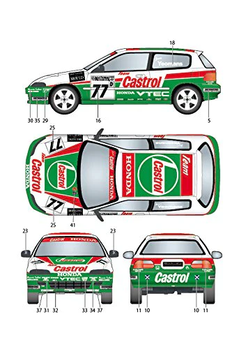 Studio27 1/24 Honda Civic "Castrol" #76/#77 National Saloon Car Cup 1993 - Image 3